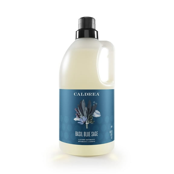 Caldrea Liquid Laundry Detergent, Effective for all Fabrics and all Temperatures, Basil Blue Sage Scent, 64 oz