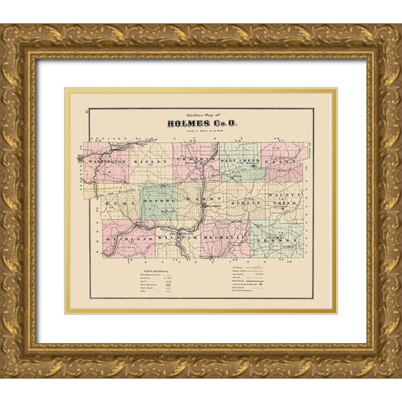 Caldwell 31x26 Gold Ornate Wood Framed with Double Matting Museum Art Print Titled - Holmes Ohio - Caldwell 1907