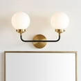 thumbnail image 1 of JONATHAN Y Caleb 18" 2-Light Contemporary Transitional Iron/Glass LED Vanity Light, Brass Gold/Black/White, 1 of 7