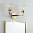 thumbnail image 1 of JONATHAN Y Caleb 18" 2-Light Contemporary Transitional Iron/Glass LED Vanity Light, Brass Gold/Black, 1 of 7