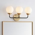 thumbnail image 1 of JONATHAN Y Caleb 22" 3-Light Contemporary Transitional Iron/Glass LED Vanity Light, Brass Gold/Black/White, 1 of 7