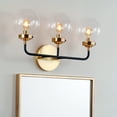 thumbnail image 1 of JONATHAN Y Caleb 22" 3-Light Contemporary Transitional Iron/Glass LED Vanity Light, Brass Gold/Black, 1 of 7