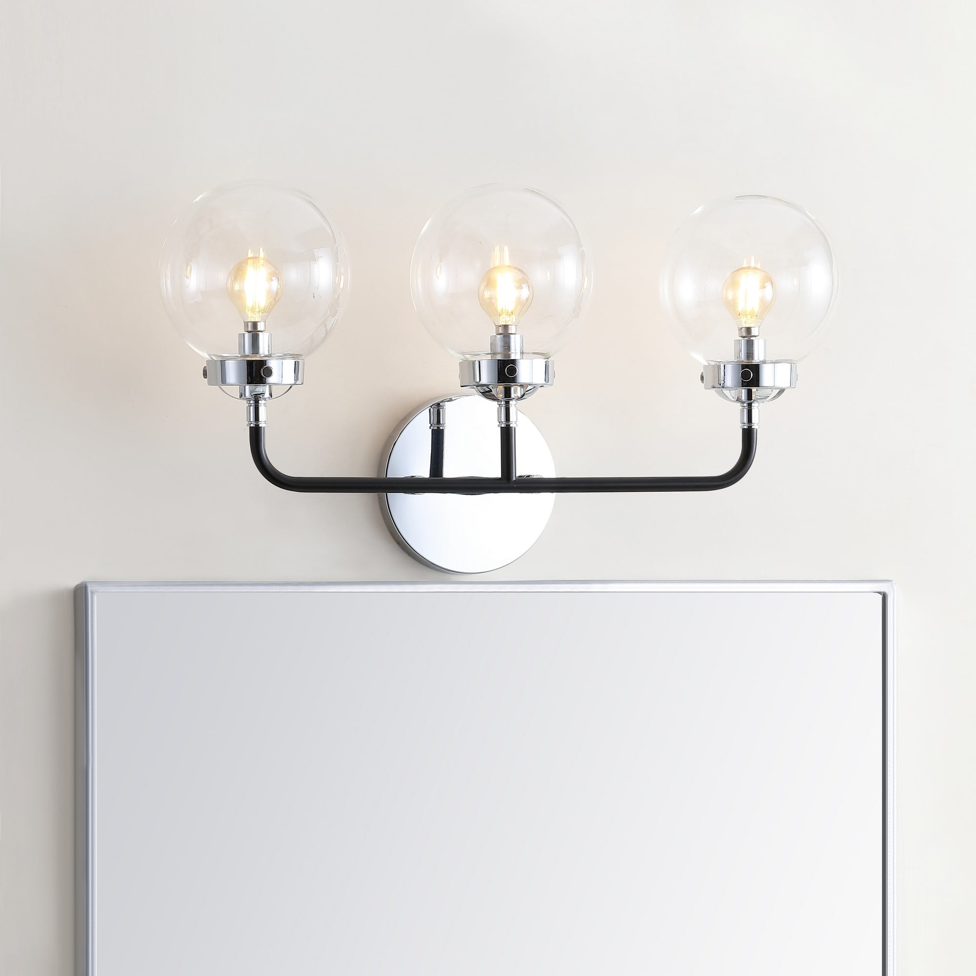 Caleb 22" Chrome and Black Globe Shade Wall Sconce