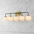 thumbnail image 1 of JONATHAN Y Caleb 38" 5-Light Contemporary Transitional Iron/Glass LED Vanity Light, Brass Gold/Black/White, 1 of 13