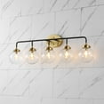 thumbnail image 1 of JONATHAN Y Caleb 38" 5-Light Contemporary Transitional Iron/Glass LED Vanity Light, Brass Gold/Black, 1 of 13