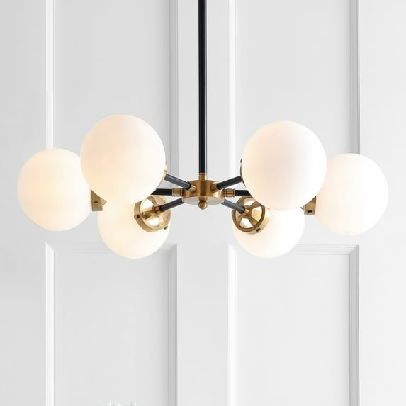 JONATHAN Y Caleb Adjustable 6-Light 28" Brass Cluster Pendant Brass Gold/Black