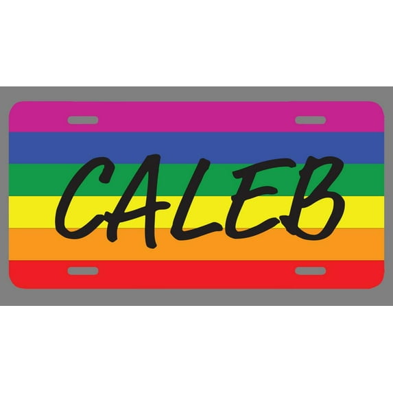Caleb Name Pride Flag Style License Plate Tag Vanity Novelty Metal | UV Printed Metal | 6-Inches By 12-Inches | Car Truck RV Trailer Wall Shop Man Cave | NP2261