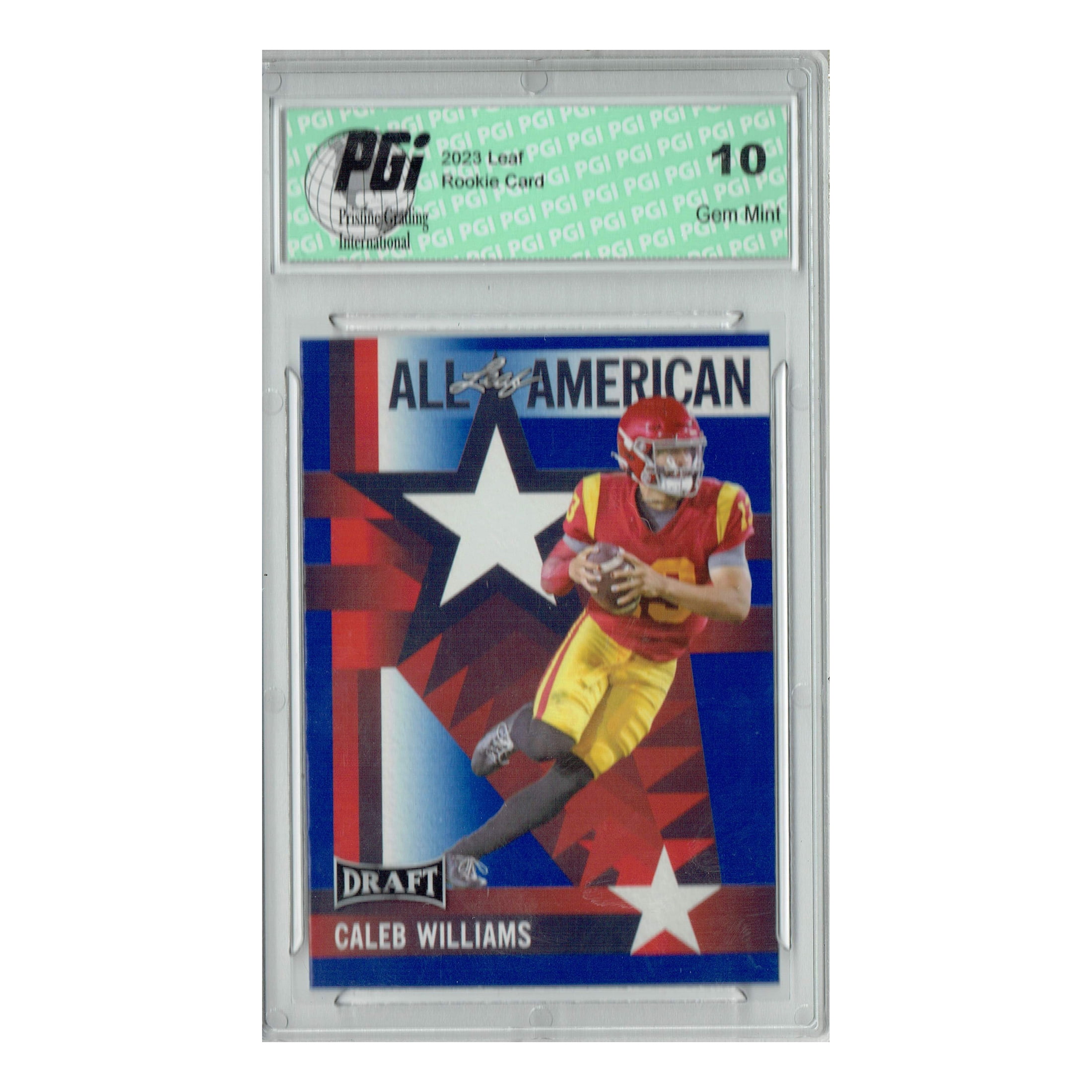 Caleb Williams 2023 Leaf Football #11 Blue SP All-American Rookie Card PGI 10