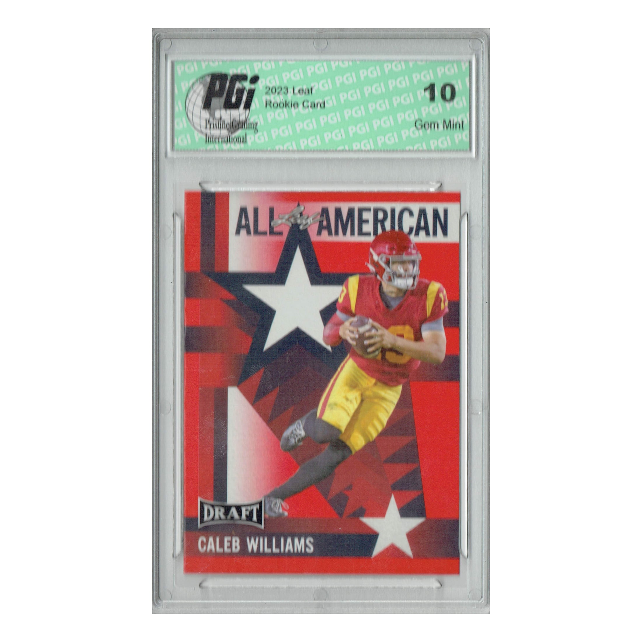 Caleb Williams 2023 Leaf Football #11 Red SP All-American Rookie Card PGI 10