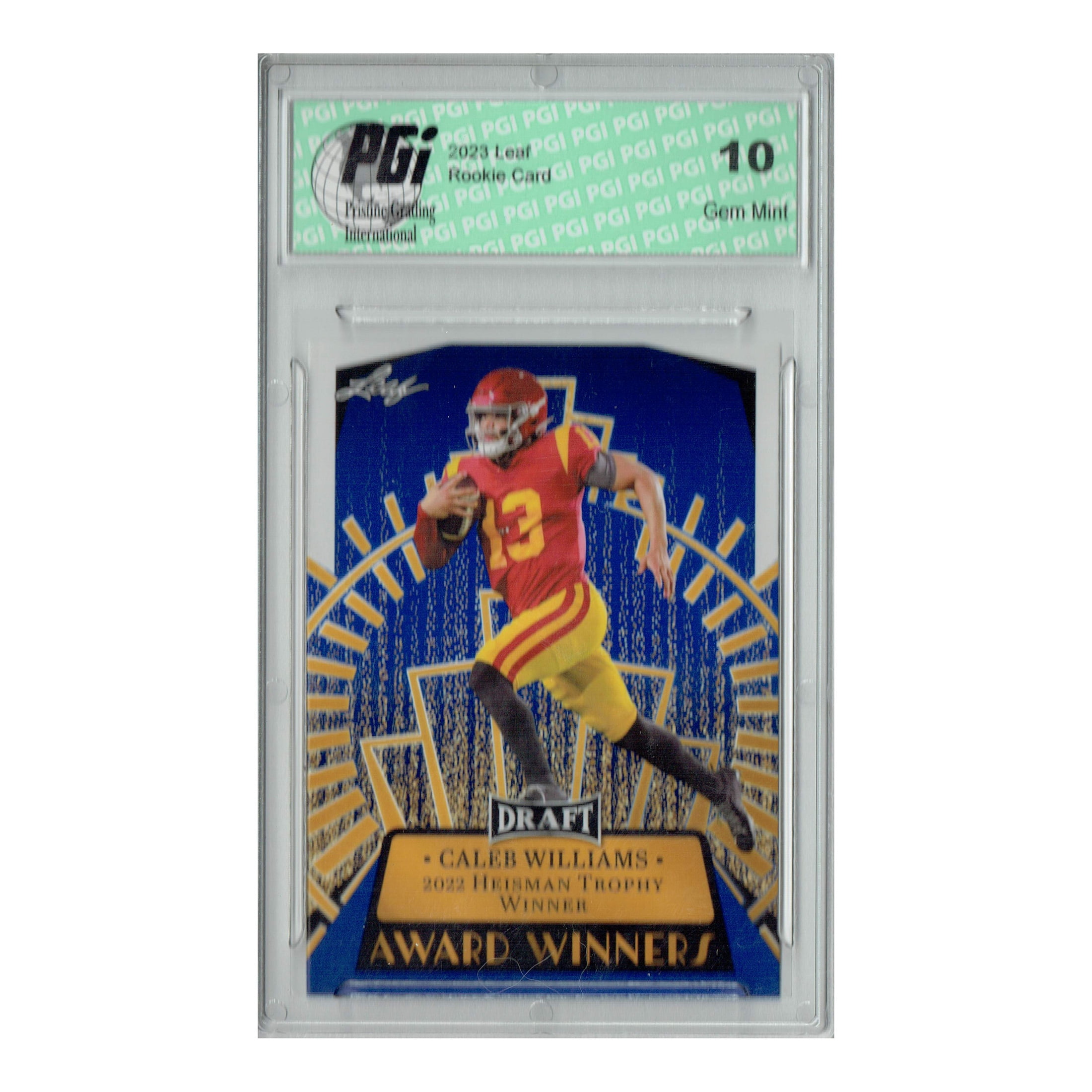 Caleb Williams 2023 Leaf Football #14 Blue SP Award Winners Rookie Card PGI 10
