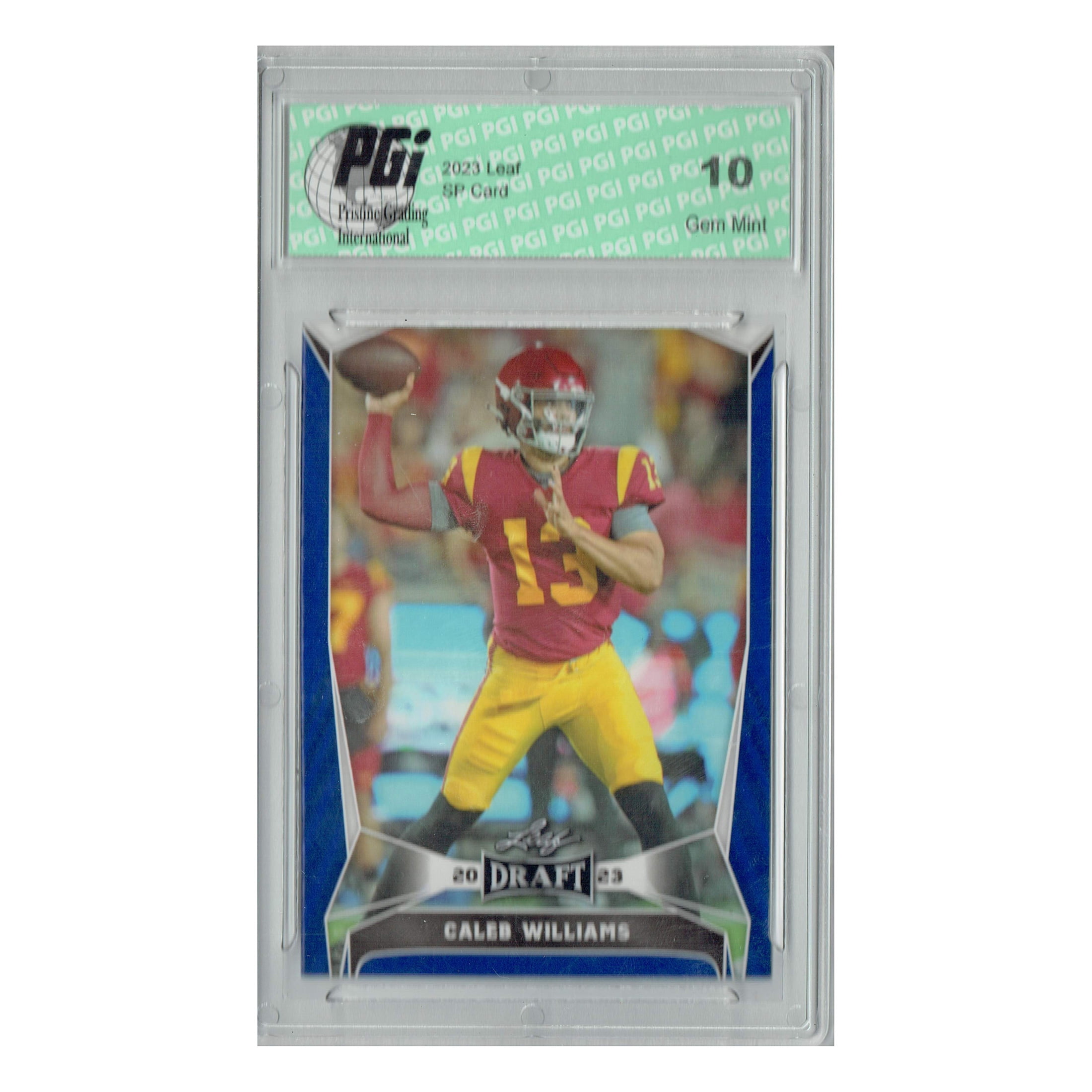 Caleb Williams 2023 Leaf Football #20 Blue Short Print Rookie Card PGI 10