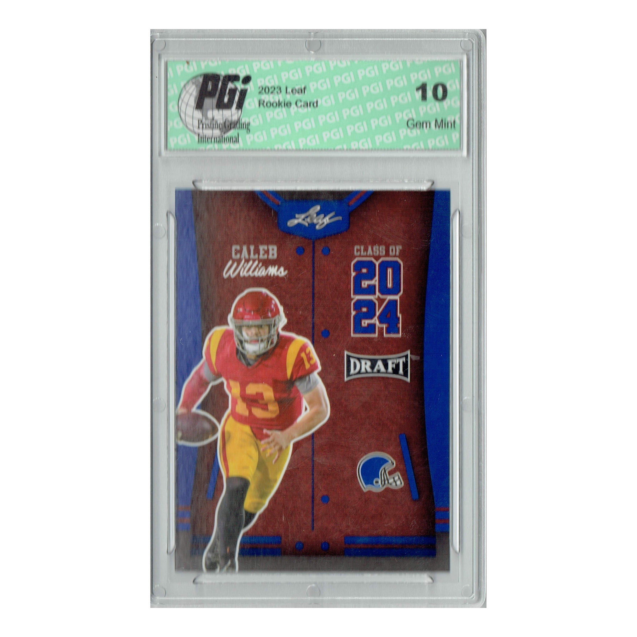 Caleb Williams 2023 Leaf Football #77 Blue SP Class of 2025 Rookie Card PGI 10