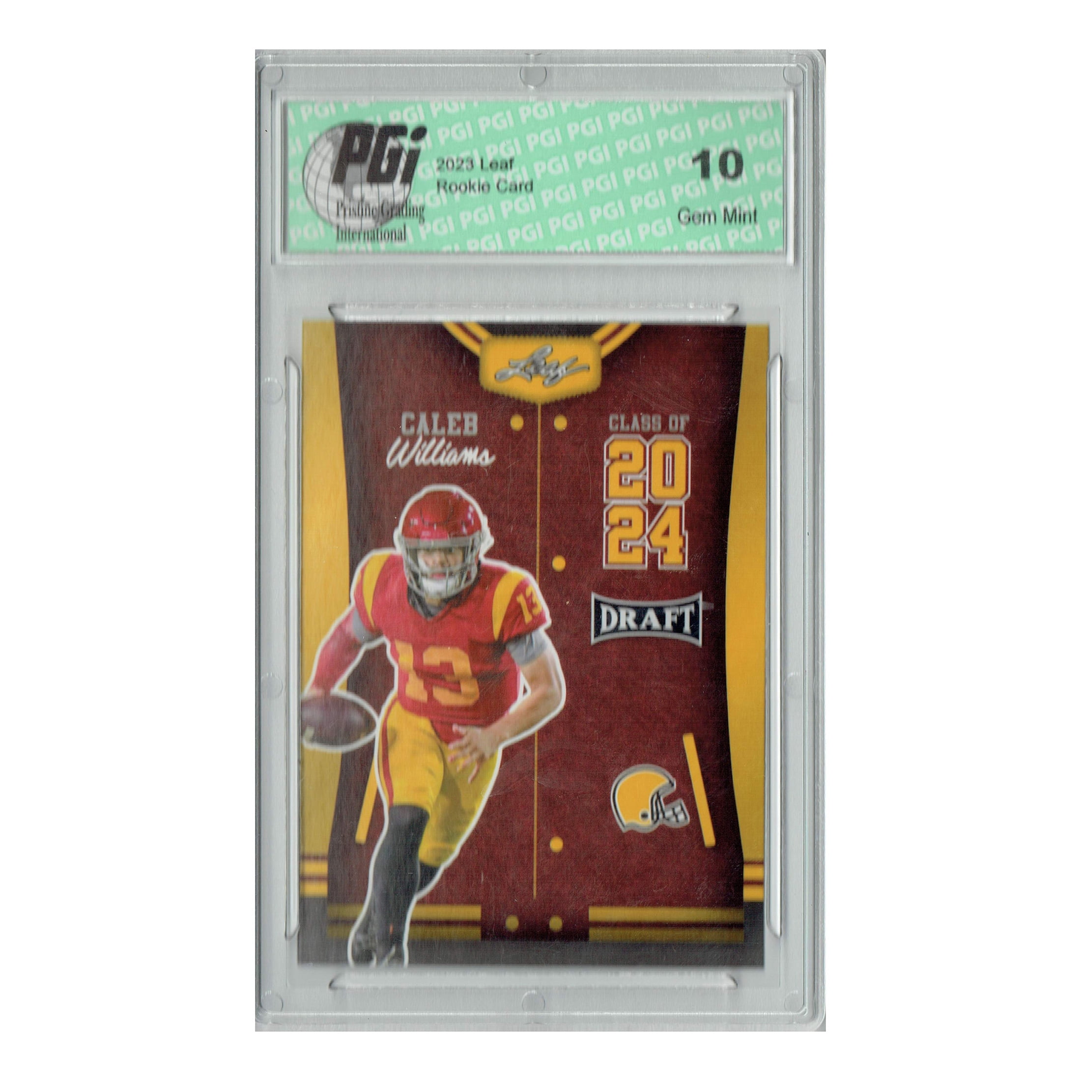 Caleb Williams 2023 Leaf Football #77 Gold SP Class of 2025 Rookie Card PGI 10