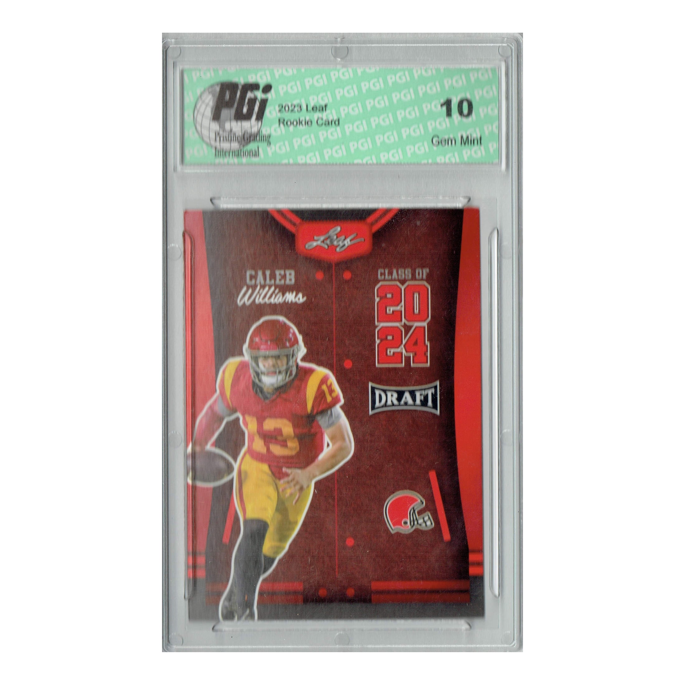 Caleb Williams 2023 Leaf Football #77 Red SP Class of 2024 Rookie Card PGI 10