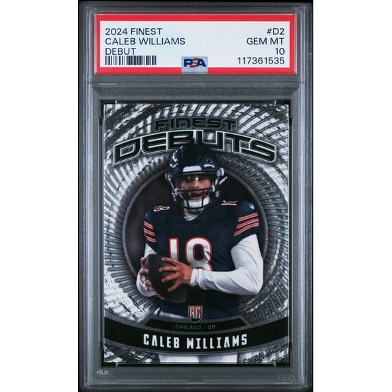 Caleb Williams 2024 Finest Debut Rookie Football Card #D2 Graded PSA 10 Cert 117361535