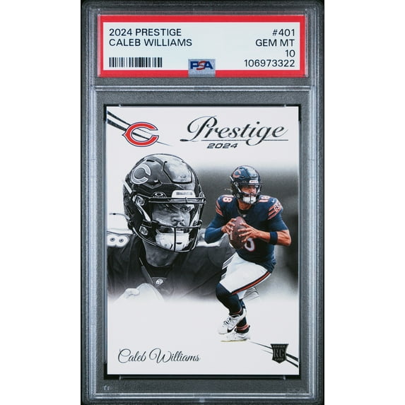 Caleb Williams 2024 Prestige Rookie Football Card #401 Graded PSA 10 Cert #106973322