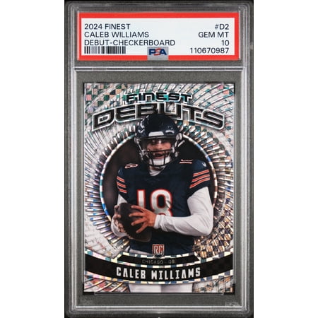 Caleb Williams 2024 Topps Finest Football Rookie Debut Checkerboard Card #D2 Graded PSA 10 Cert #110670987
