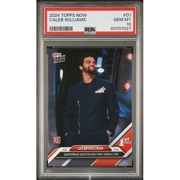 Caleb Williams 2024 Topps Now Rookie Football Card #D1 Graded PSA 10 Cert #93707027