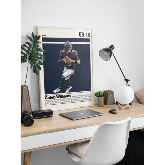 Caleb Williams Chicago Bears Quarterback Wall Art, Modern NFL Football Poster for Office and Bedroom Decor, Size 24x36 Unframed Poster