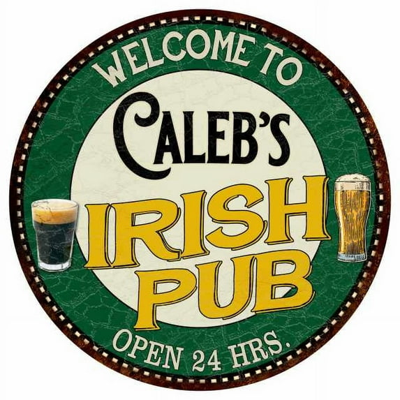 Caleb's Irish Pub 12" Round Metal Sign Kitchen Bar Wall Décor 200120036136
