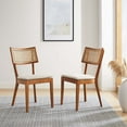 thumbnail image 1 of Caledonia Fabric Upholstered Wood Dining Chair Set of 2 in Walnut Beige, 1 of 10