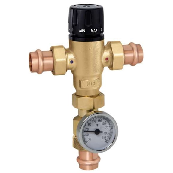 Caleffi 521516AC 34 Press 3 Way Mixing Valve WGauge And Inlet Ch