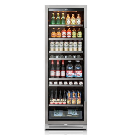 Calefort 373 Cans Beverage Refrigerators,Freestanding or Built-In Beverage Cooler with 3 Color LED Light for Home,Bar,Office
