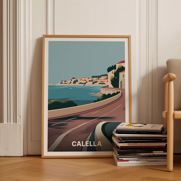 Calella Spain Costa Brava Minimalist Wall Art 2, Unframed Paper Poster 8x10in