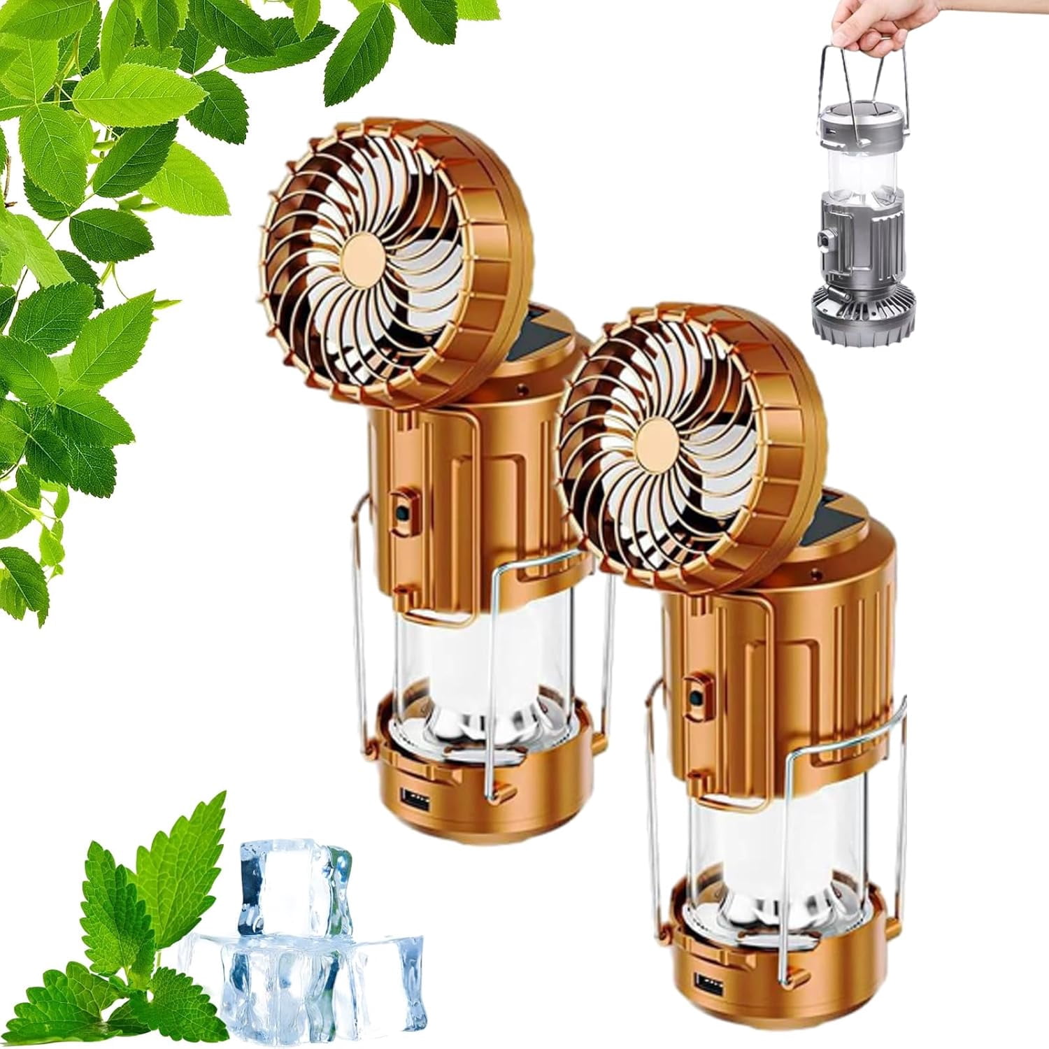 Lanterne Camping Solaire USB Avec Ventilateur, Lampe LED Rechargeable Pour Tente