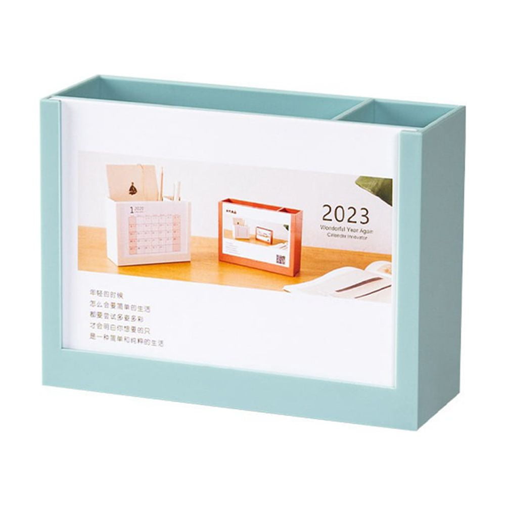 Calendar 2023 Desk Calendar Pen Holder Desktop Organizer Blue