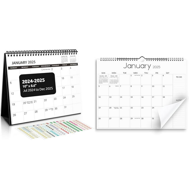Calendar 20242025, 18 Months Calendar from Jul.2025 to Dec.2025, Desk