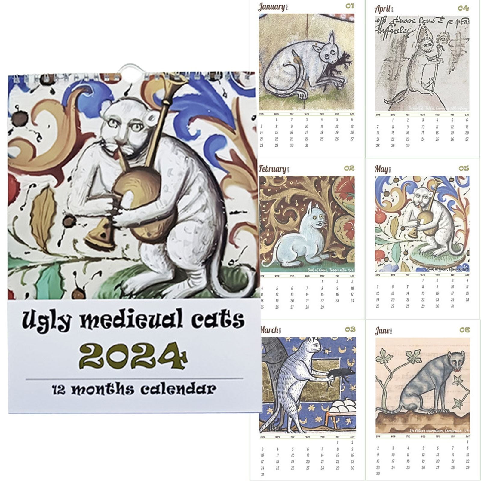 Calendar 20242025 Clearance！ Weird Medieval Cats Calendar 2024 Weird