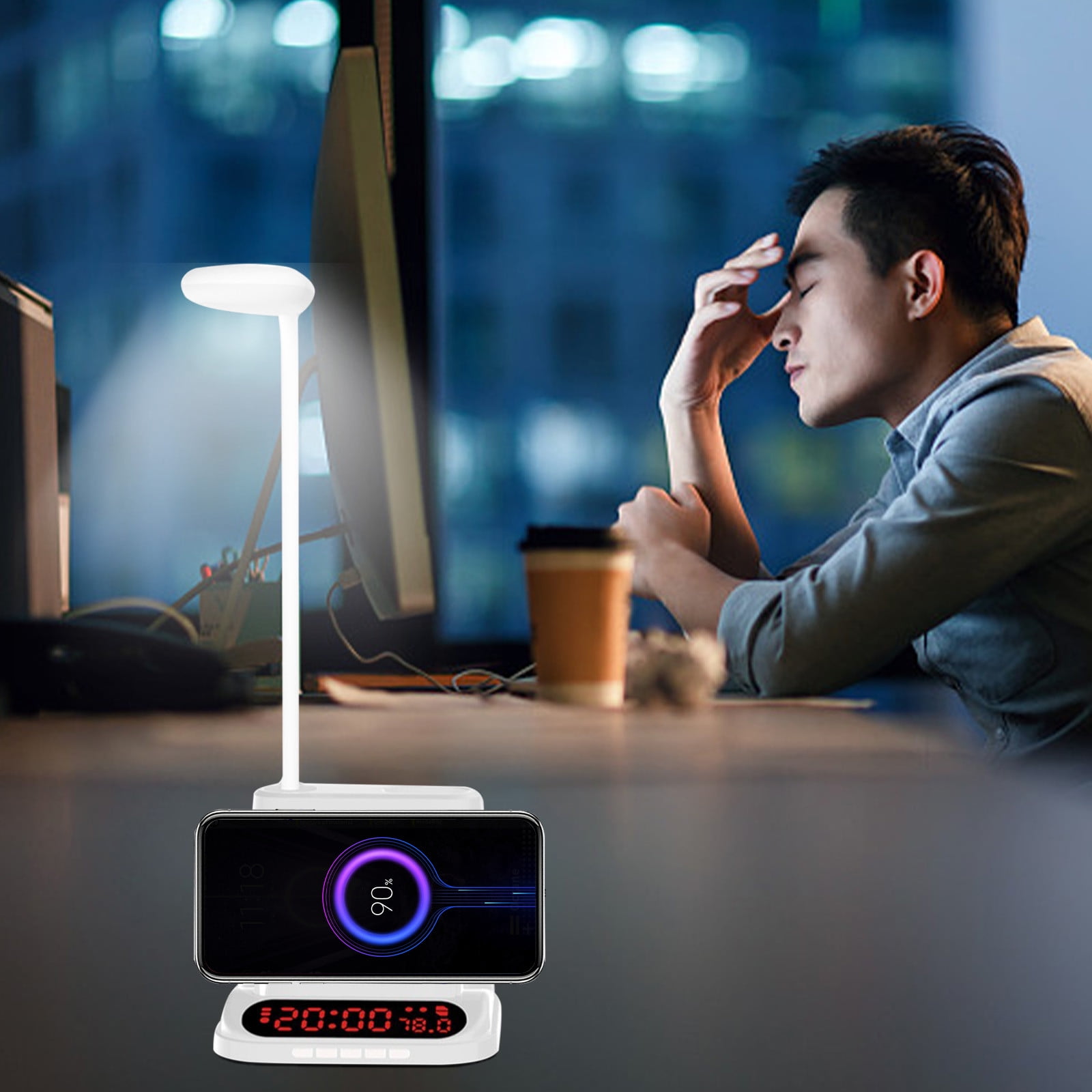 Calendar 2024 Ozmmyan LED Desk Lamps With 15W Wireless Charger, Alarm