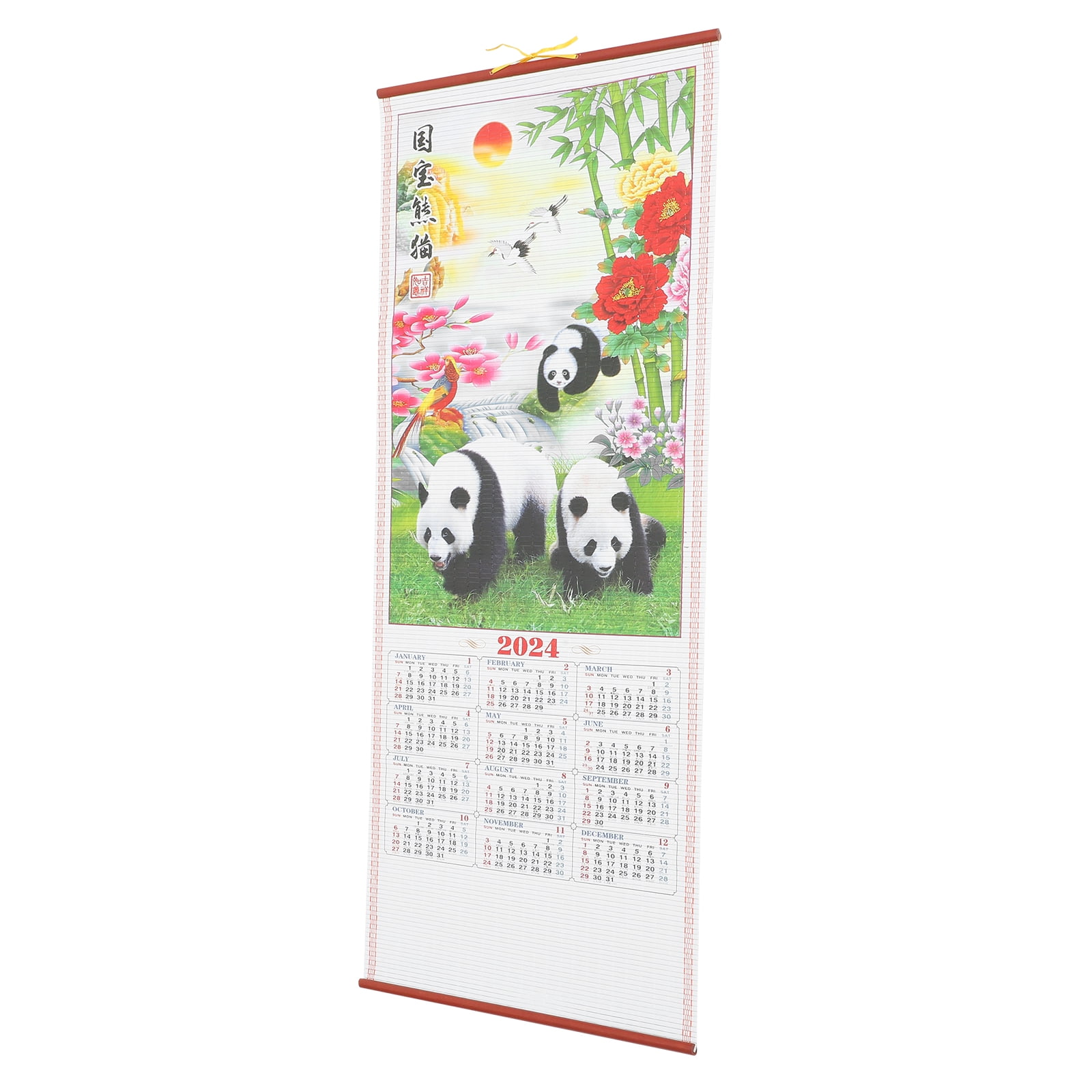 Calendar 2024 Poster Rattan Scroll Lunar Hanging Countdown Daily Use