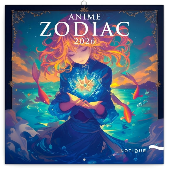 Calendar 2025-2026 Anime Zodiac Wall Planner, Fantasy Manga Organizer, 16-Month Hanging Schedule Sep 2025Dec 2026, 12x12 in