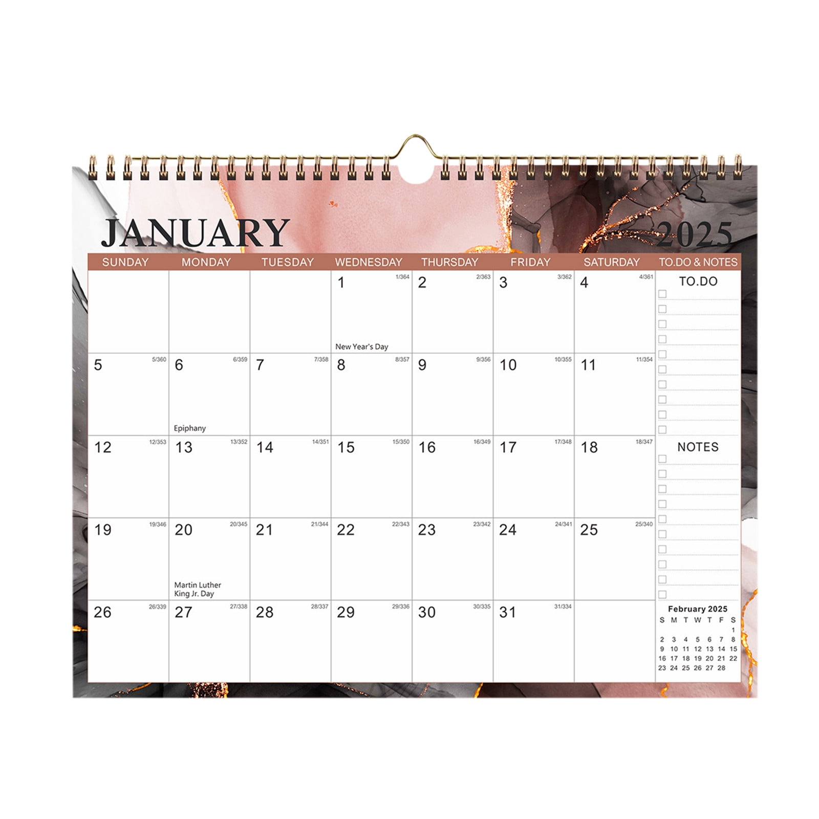 Calendar 20252026 with Spiral Bound, 18 Month Big Calendar from Jan