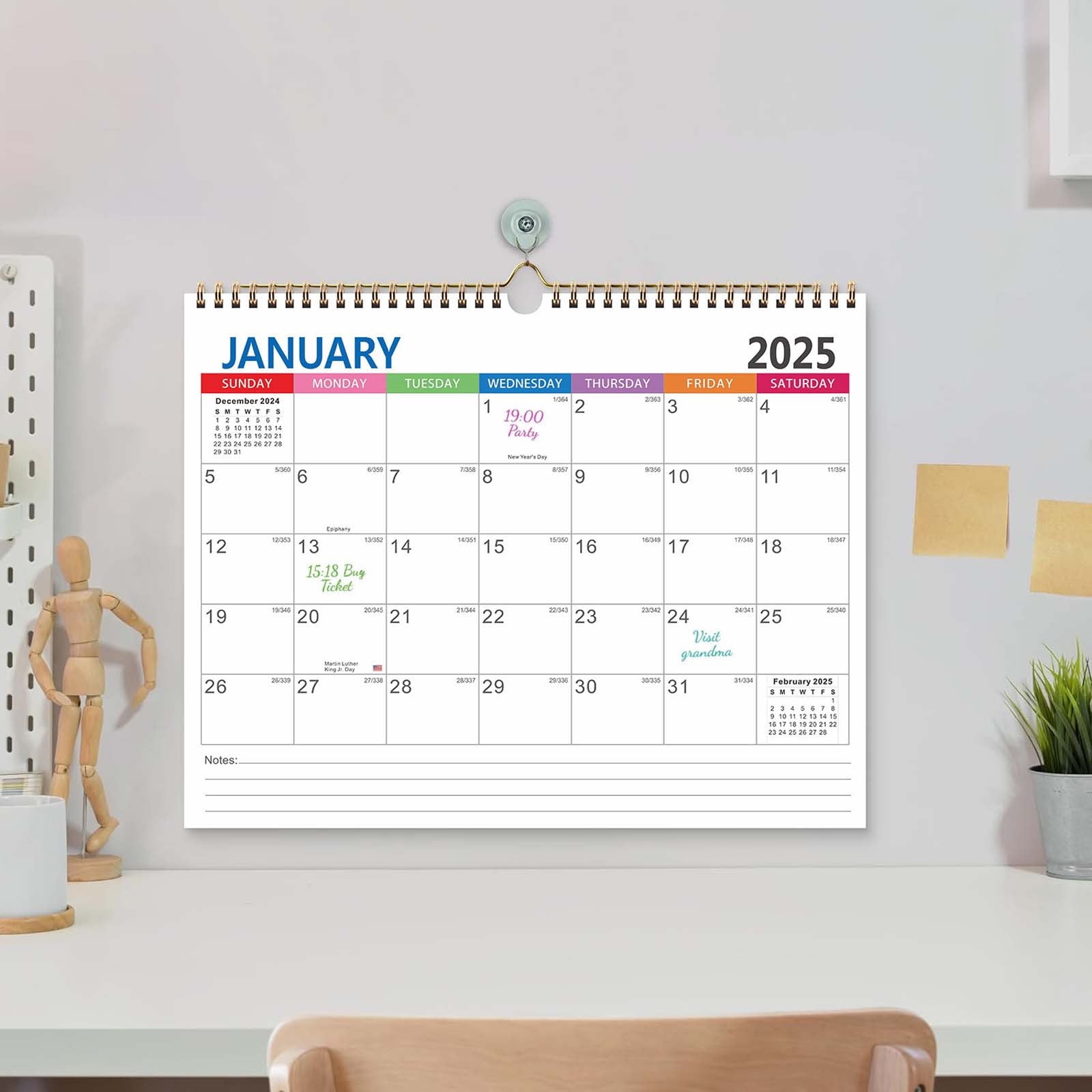 Calendar 20252026 Wall Calendar Runs Jan 2025 to Dec 202612 Months