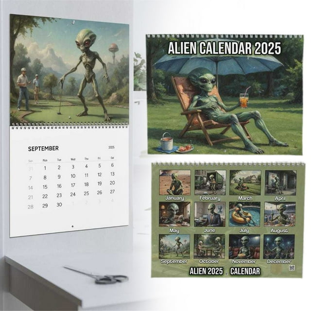 Calendar 2025 Clearance! 2025 Funny Calendar Funny Alien Wall Calendar