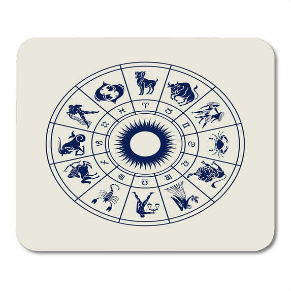 Calendar Astrology Horoscope Wheel of Zodiac Signs Symbol Circle Mousepad Mouse Pad Mouse Mat 9x10 inch
