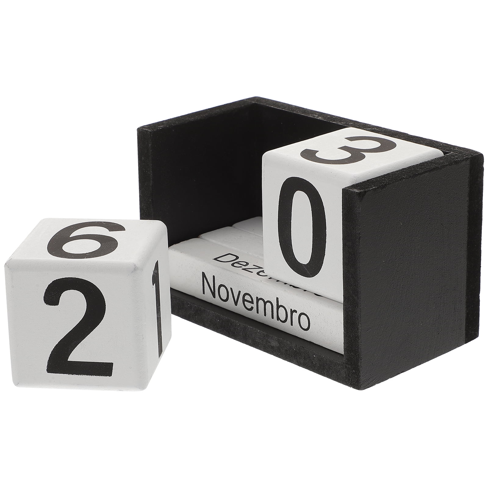 Calendar Block Wood Month Date Display Blocks Wooden Desk Calendars