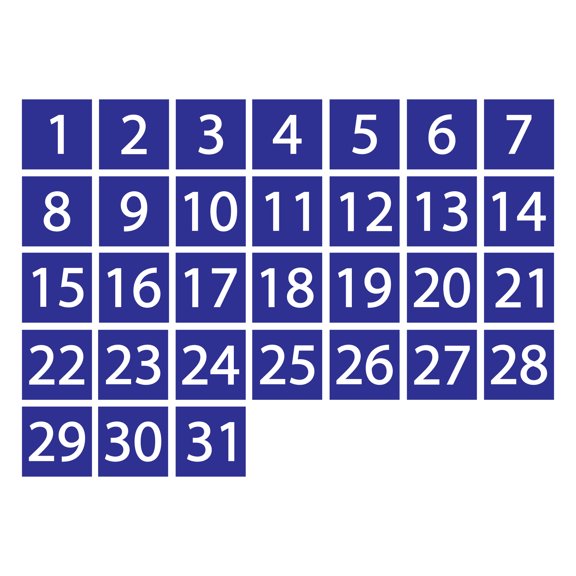 Calendar Date Magnets by DCM Solutions (Blue, 1"x1")