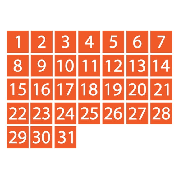 Calendar Date Magnets by DCM Solutions (Burnt Orange Inverted, 1"x1")