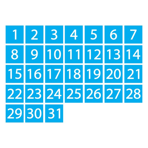 Calendar Date Magnets by DCM Solutions (Cyan, 1"x1")