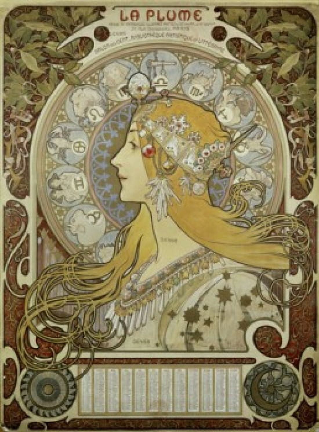 Calendar For 1897 1897 Alphonse Marie Mucha (1860-1939Czech) Bibliotheque Forney Canvas Art - Alphonse Marie Mucha (18 x 24)
