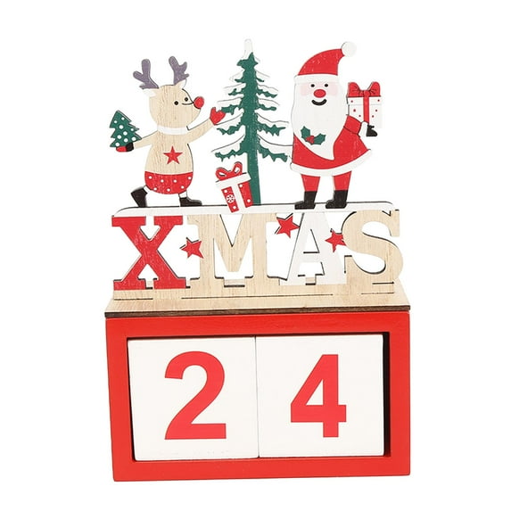 Calendar, Home Decor,Advent Number Date Wooden Blocks,Christmas Wooden Advent Calendar Table Decor,Advent Holiday Ornament Festival Gift,Tabletop to standing Elk