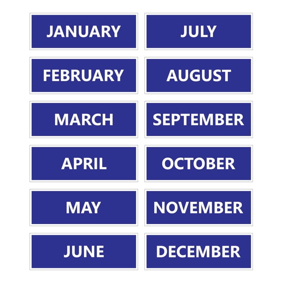 Calendar Month Magnets (Non-Abbreviated) by DCM Solutions (Blue)