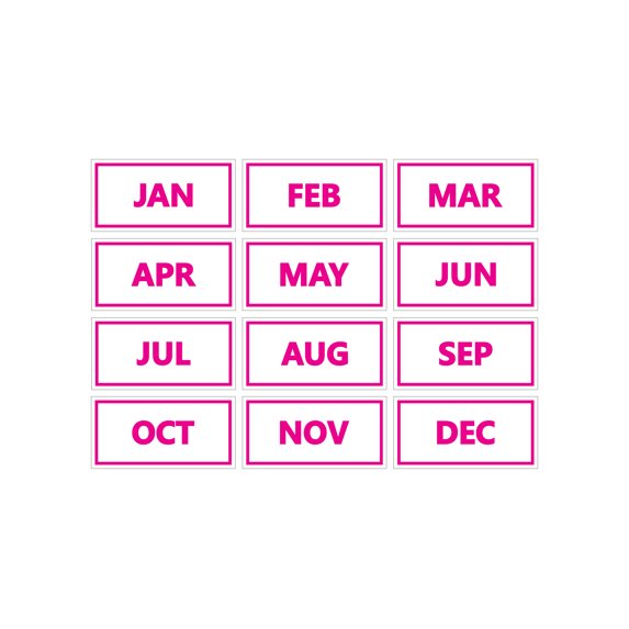 Calendar Month Magnets by DCM Solutions (Pink Inverted)