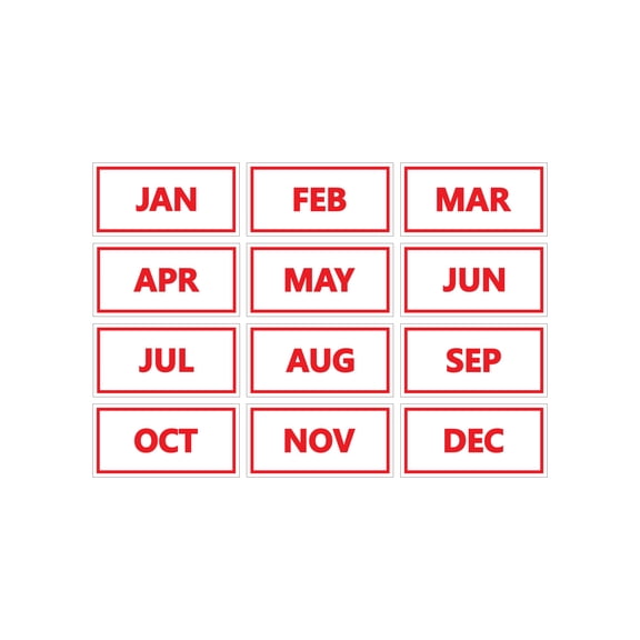 Calendar Month Magnets by DCM Solutions (Red Inverted)