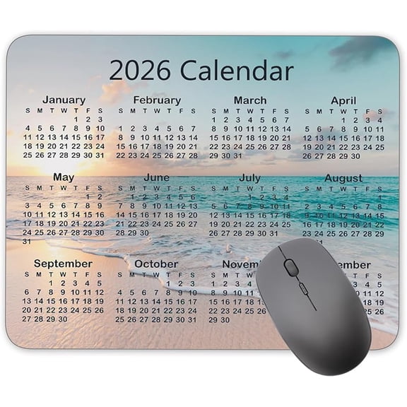 Calendar Mouse pad,2026 Watercolor Background Calendar Natural Rubber Mouse Pad, Quality Creative Gaming Rectangle Mouse Personalized Desk Mouse Pad 9.5 inch x 7.9 inch