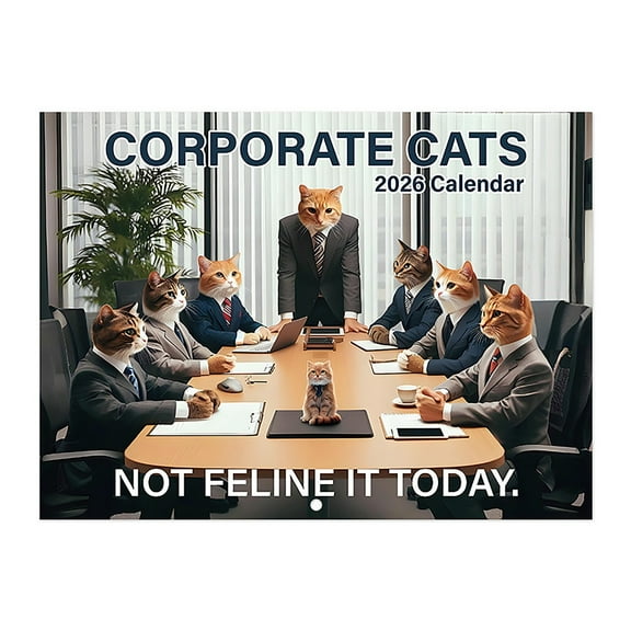 Calendar New YearCat & Dog Series Corporate Cats Creative Desk Calendar, Daily & Monthly Planner For Study, Themed Illustrations Not Feline It Today 2026*